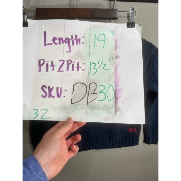 Vintage Unisex Kids Polo Ralph Lauren Navy American Flag Sweater Sz Small 6 - Picture 4 of 16